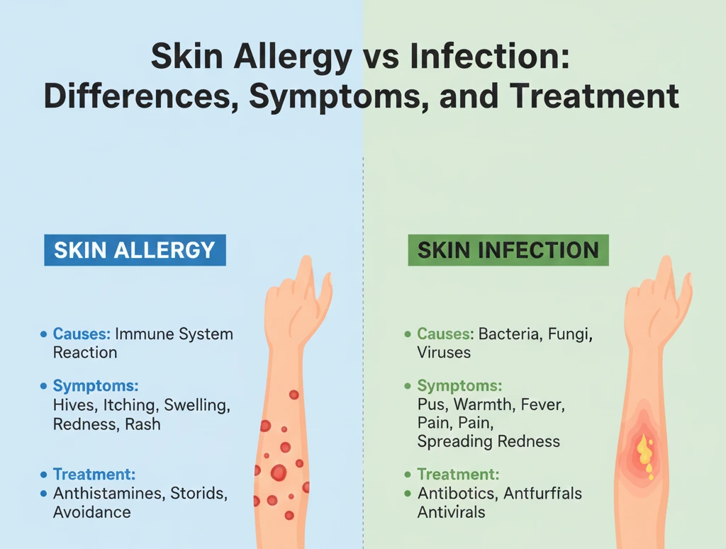 Skin Allergy vs Infection: Differences, Symptoms, and Treatment